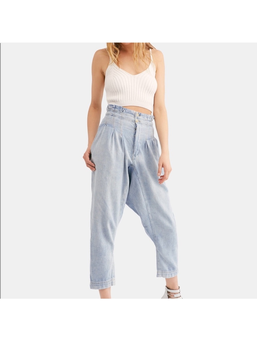 Free People Mover & Shaker Tapered Crop Denim Pants Size 0
